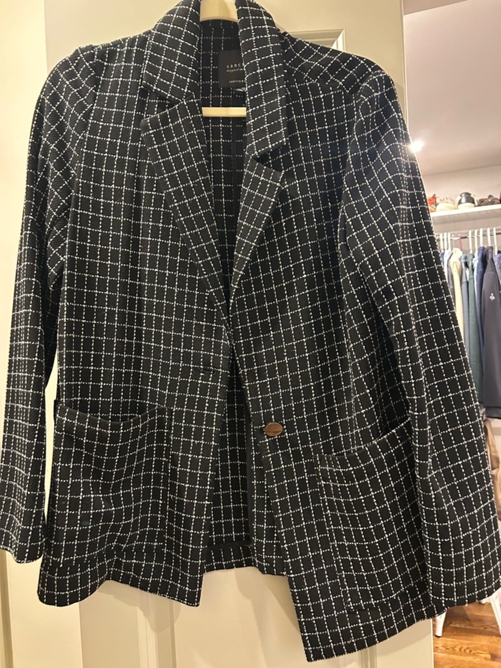 Sanctuary Black & White Windowpane Blazer